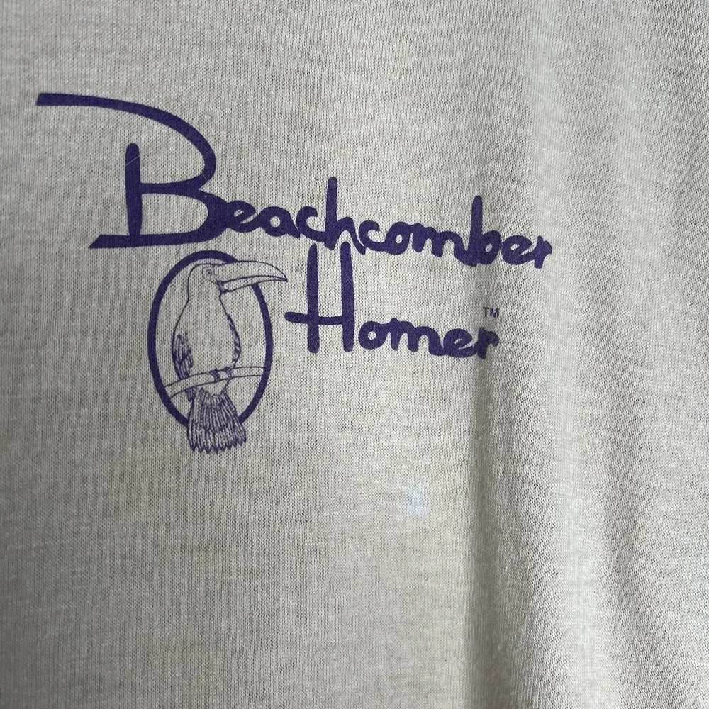 Vintage‎ Beach Beachcomber Homer Toucan Long Sleeve Tee T-Shirt L Large Retro
